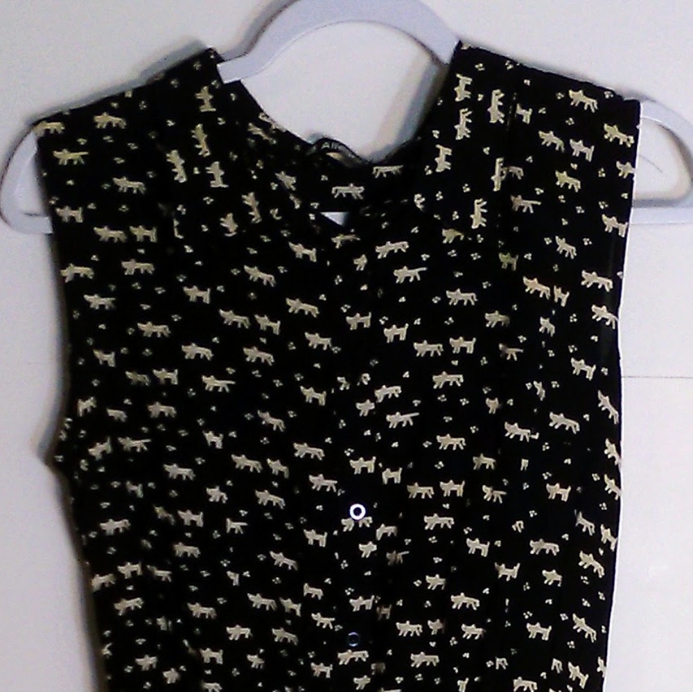 Allegra K black dress with tan cats M sleeveless. With tags
